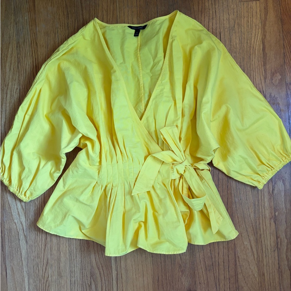 Banana Republic Bright Yellow Wrap Blouse